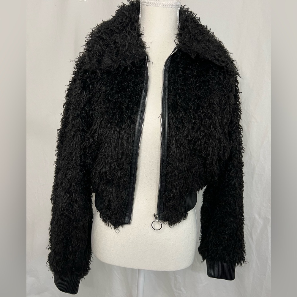 Zara faux fur black jacket